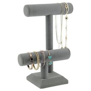🦋2/$15🦋 2 Tier Gray Velvet Jewelry Display Stand
